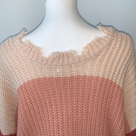 MIracle USA Distressed Color Block Sweater Sz M/L - Picture 7 of 8
